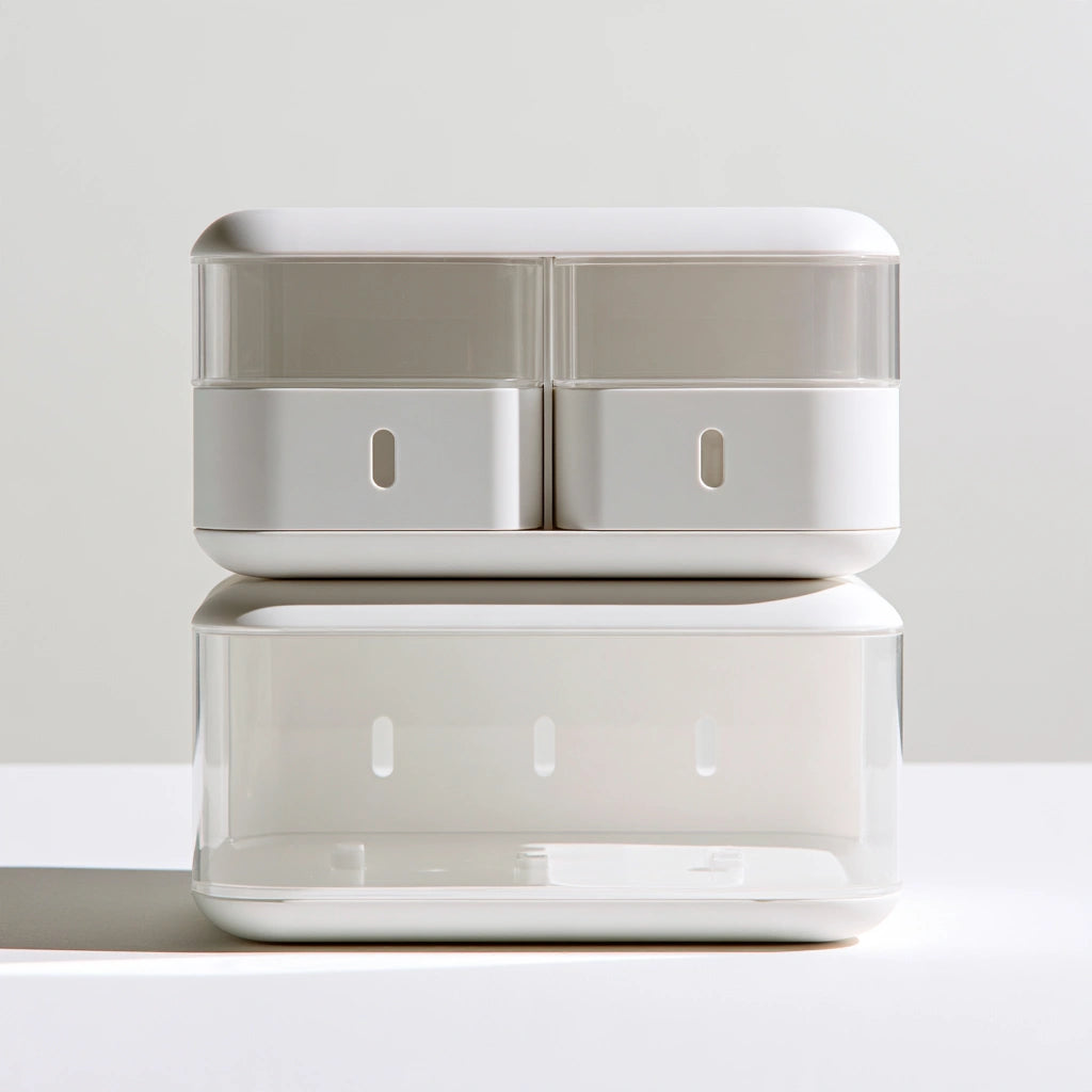 Tour de rangement étroite en plastique, coloris blanc