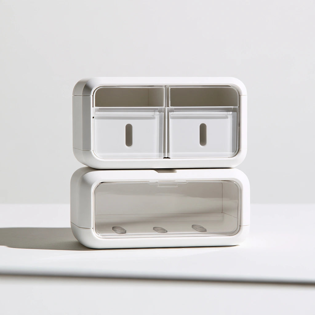 Tour de rangement étroite en plastique, coloris blanc