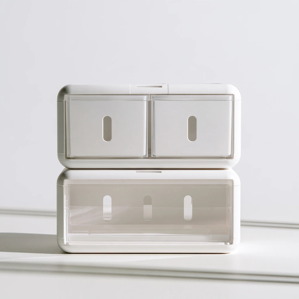 Tour de rangement étroite en plastique, coloris blanc