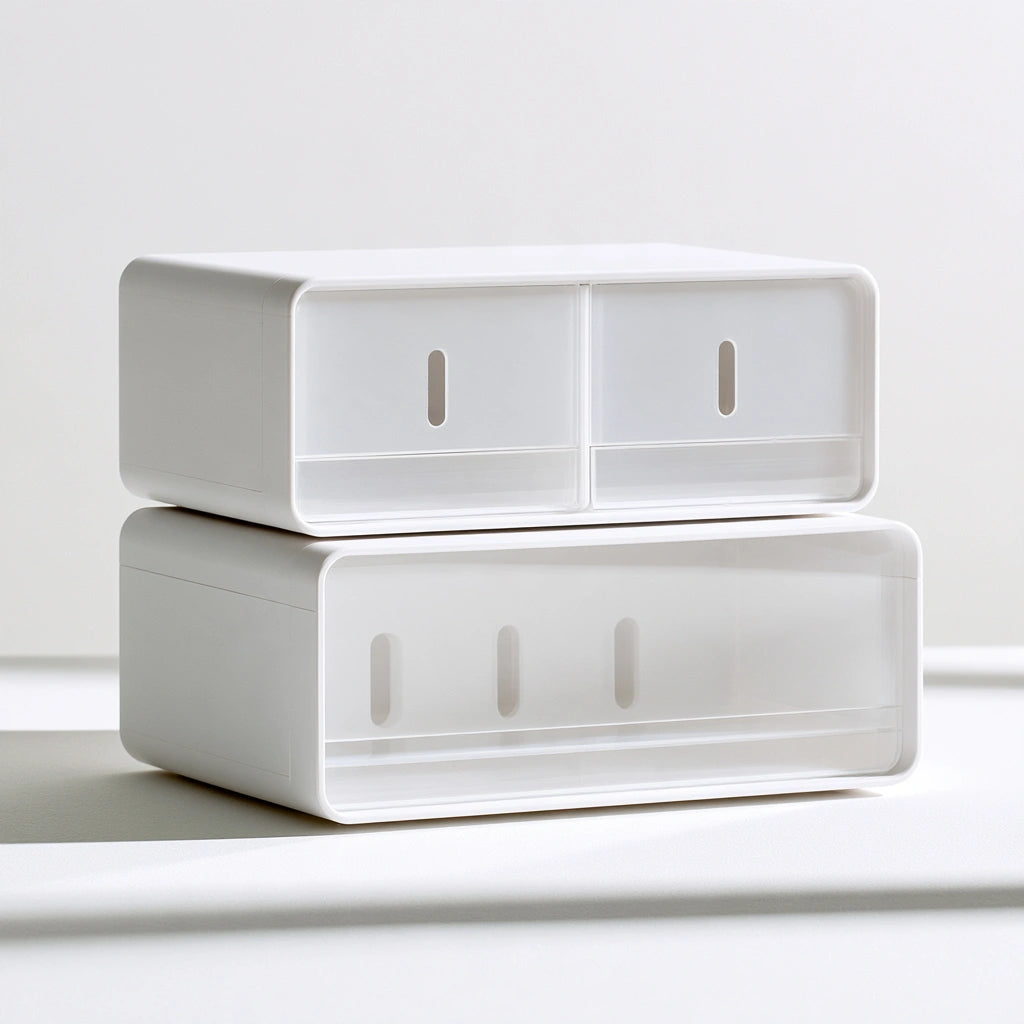 Tour de rangement étroite en plastique, coloris blanc