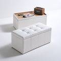 Banc coffre rembourré aux lignes épurées pliant, coloris blanc