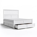 Cadre de lit avec tête de lit en bois, coloris blanc