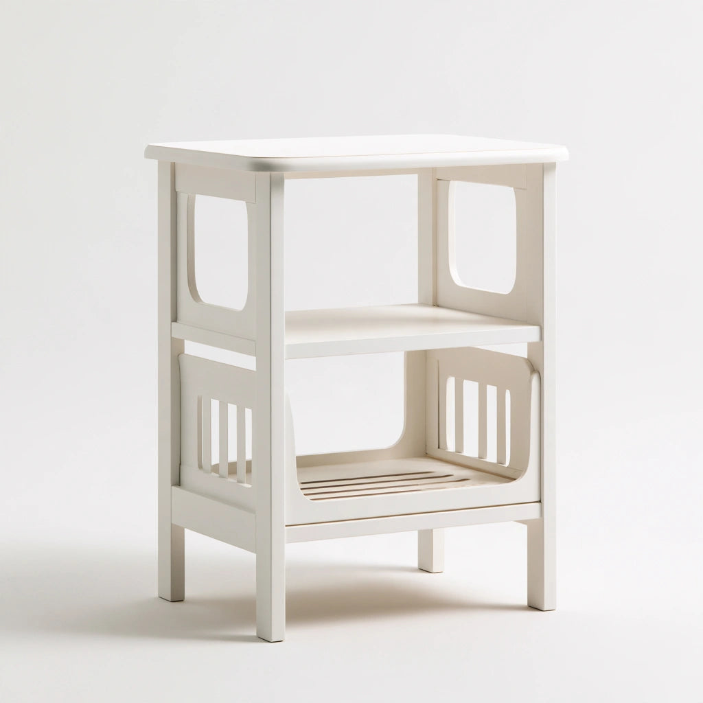 Table d'appoint en bois en bois à trois niveaux, coloris blanc