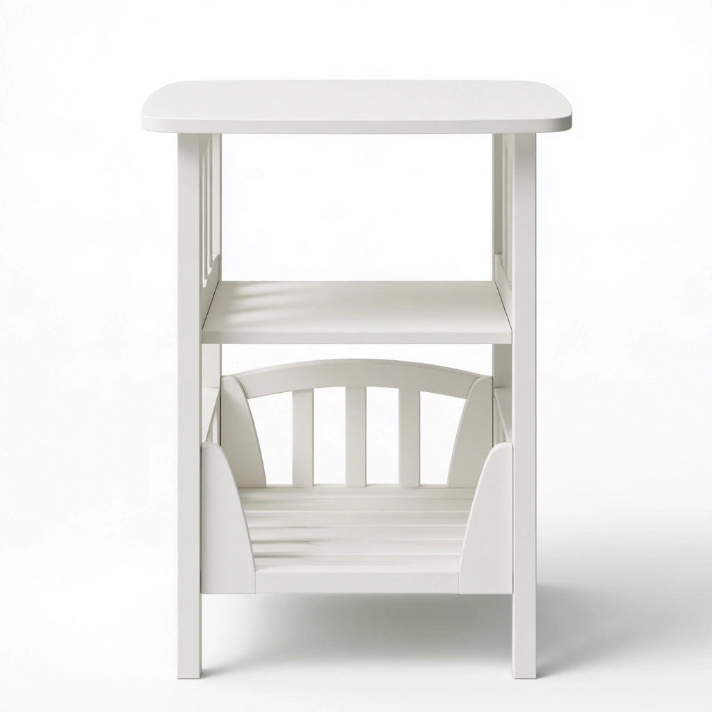 Table d'appoint en bois en bois à trois niveaux, coloris blanc