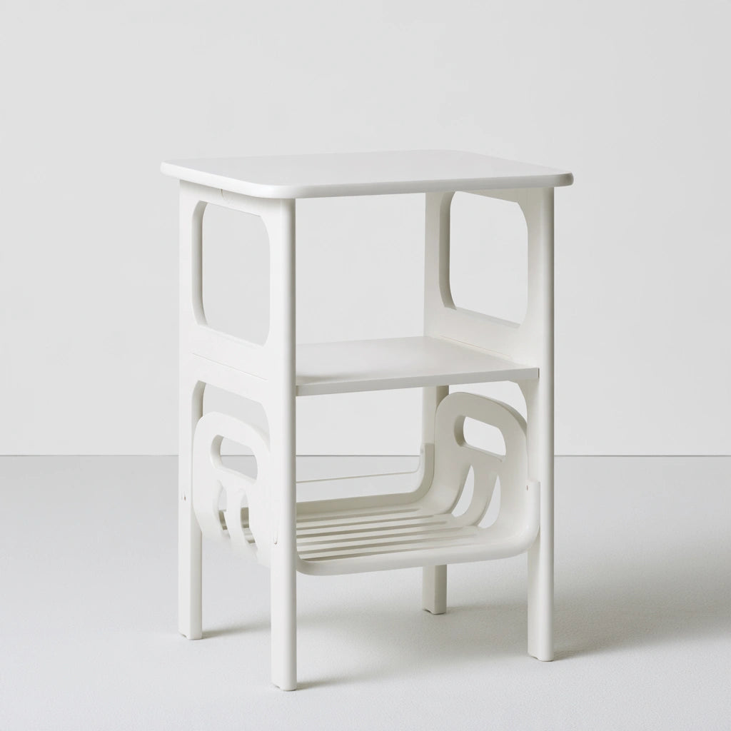 Table d'appoint en bois en bois à trois niveaux, coloris blanc