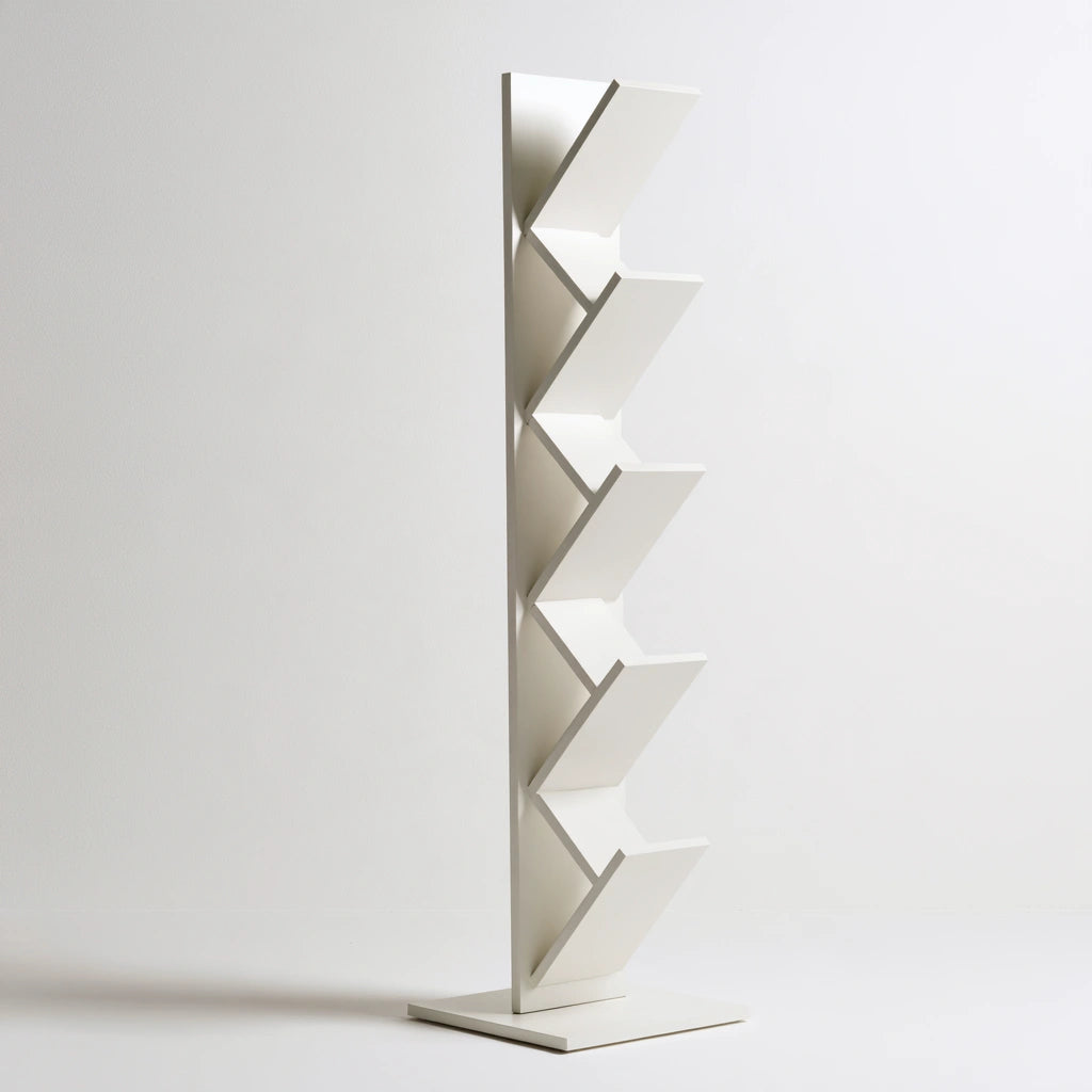 Bibliothèque arbre aux lignes épurées, coloris blanc
