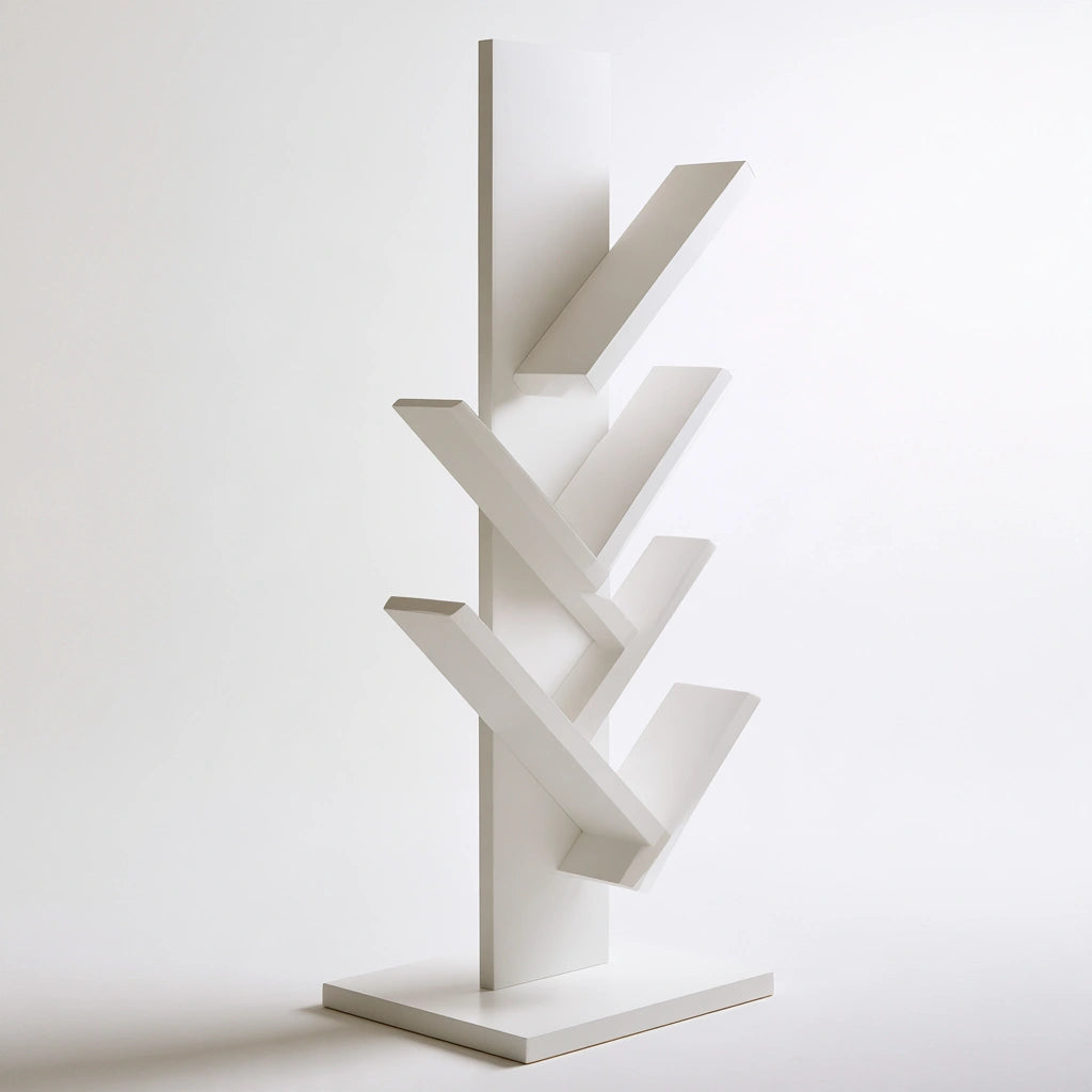 Bibliothèque arbre aux lignes épurées, coloris blanc