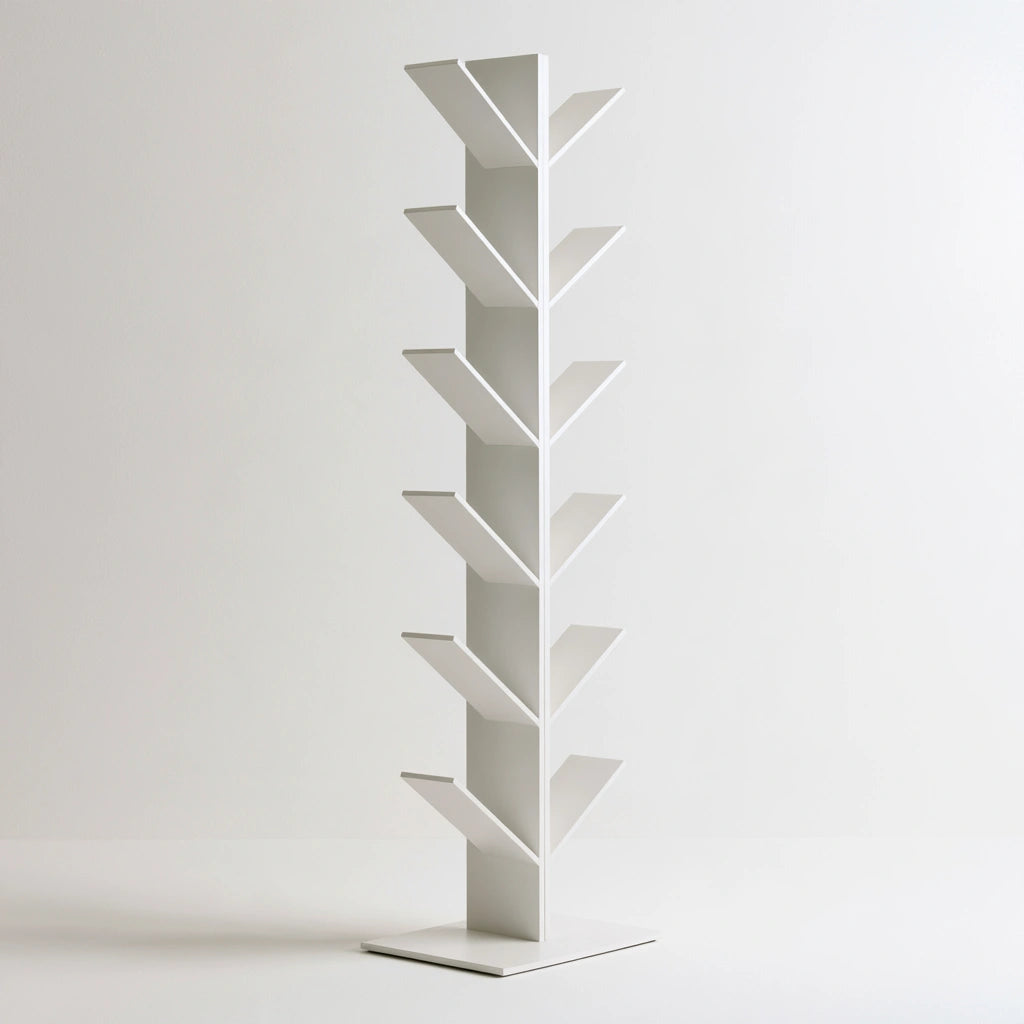 Bibliothèque arbre aux lignes épurées, coloris blanc