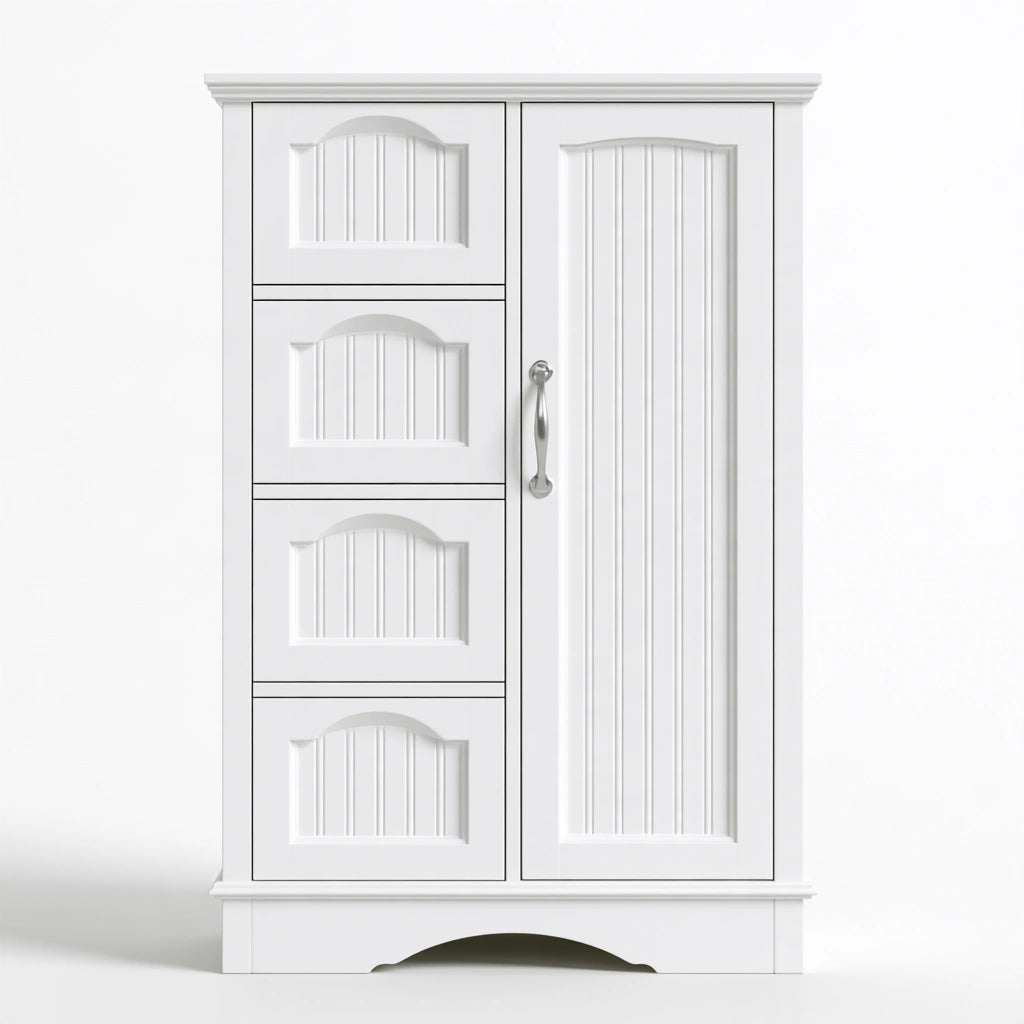 Meuble de rangement en bois à trois tiroirs, coloris blanc