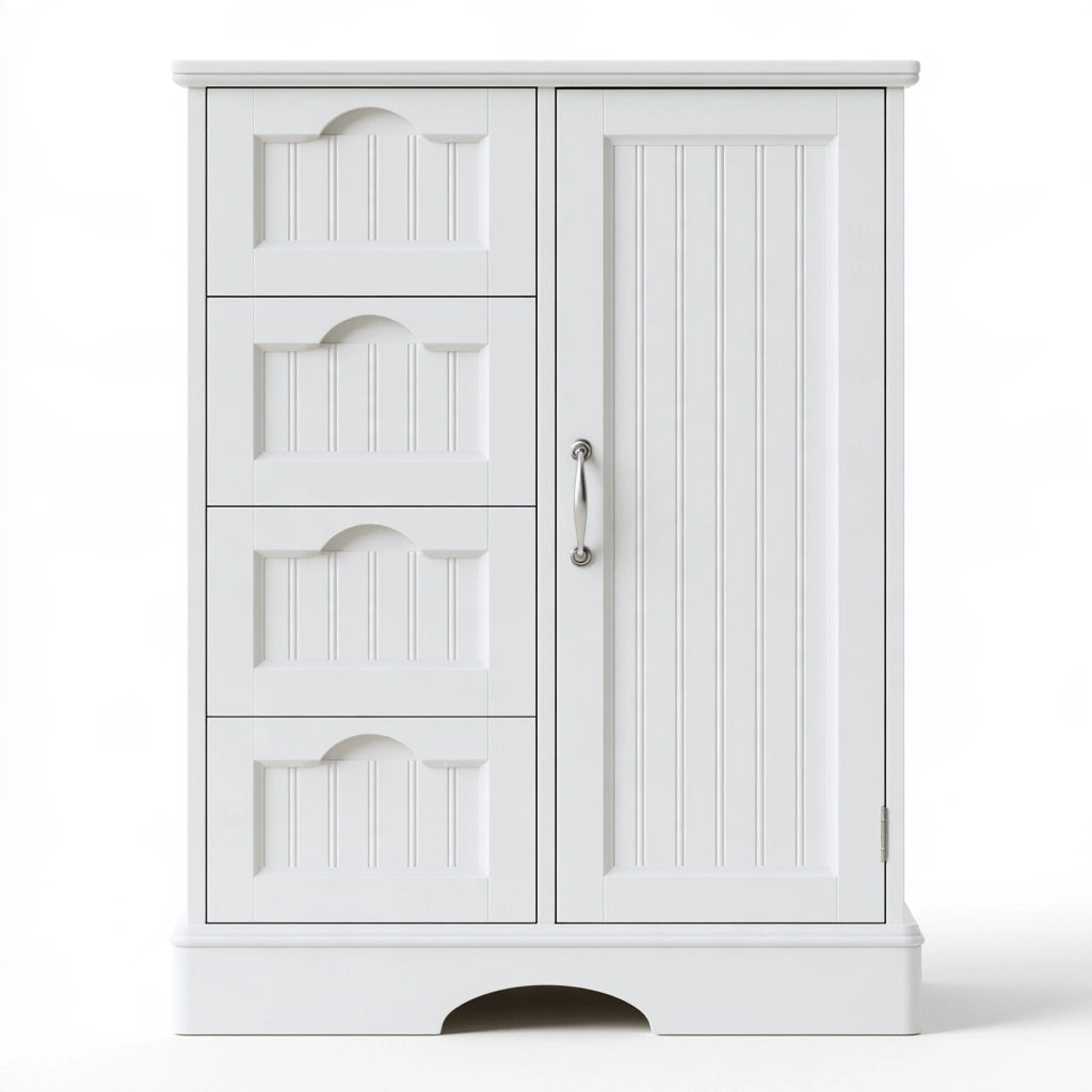 Meuble de rangement en bois à trois tiroirs, coloris blanc