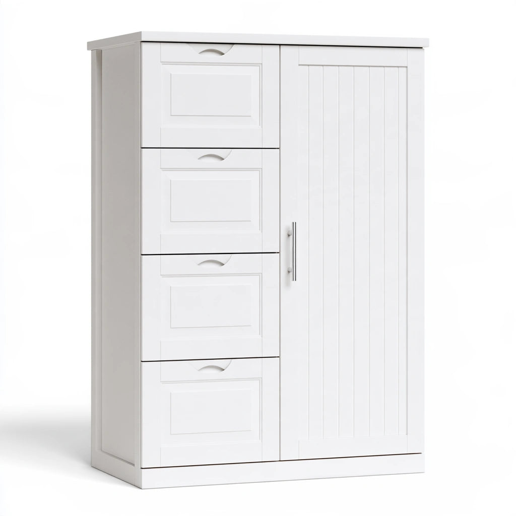 Meuble de rangement en bois, coloris blanc